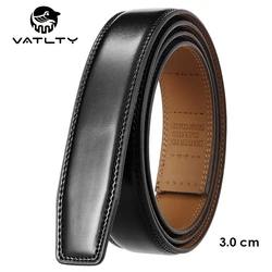 VATLTY New 3.0cm Men's Genuine Leather Belt Without Buckle Natural Cowhide Non-porous Belt Trousers Brown Belt Girdles Male