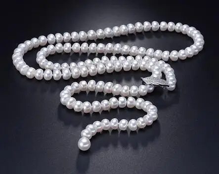 

ELEGANT AAA 8-9MM SOUTH SEA ROUND WHITE PEARL NECKLACE 28INCH 925S