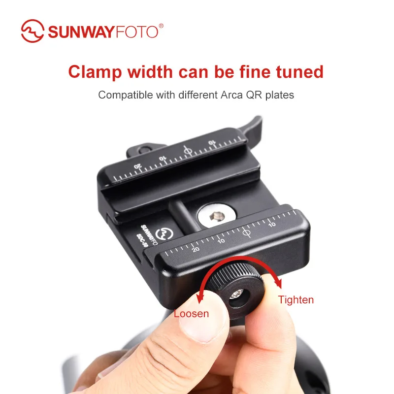 SUNWAYFOTO SDC-50 QR Quick Release Clamp Arca Swiss/RRS Dovetail to Picatinny Adapter