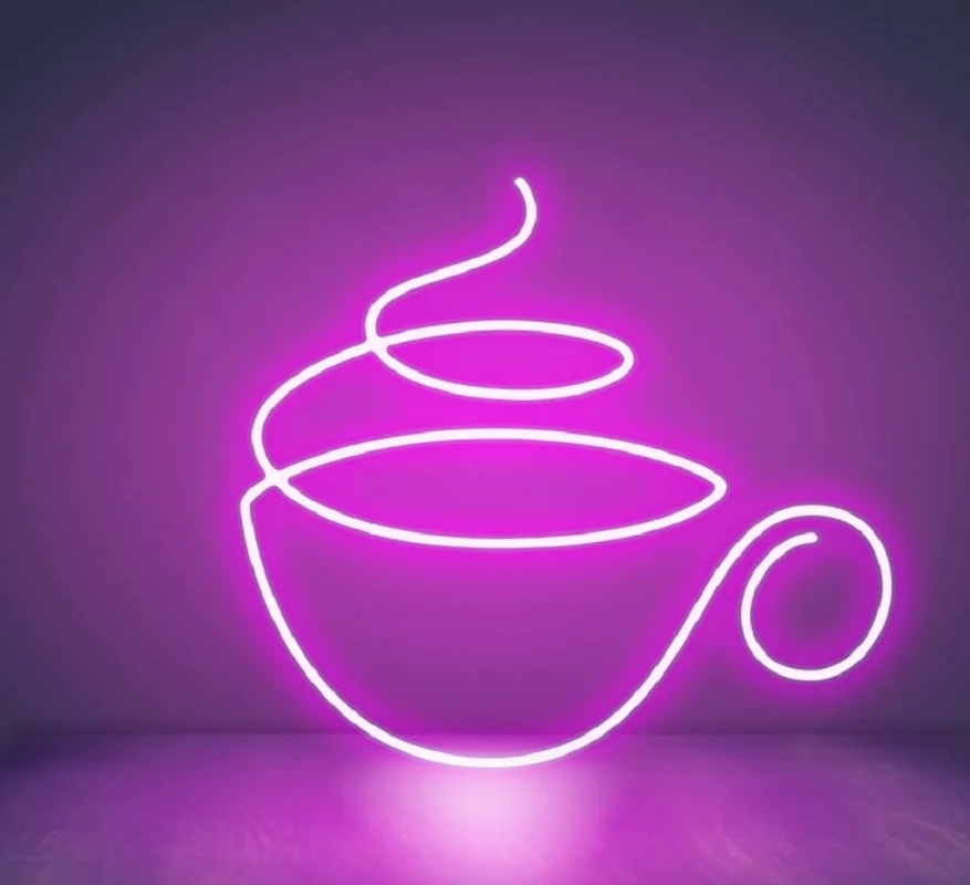 

Custom Neon LED Coffee Cup Neon Sign Led Acrylic Flex Transparent Light Decor Window Wall Hanging for Home Room Sale Shop