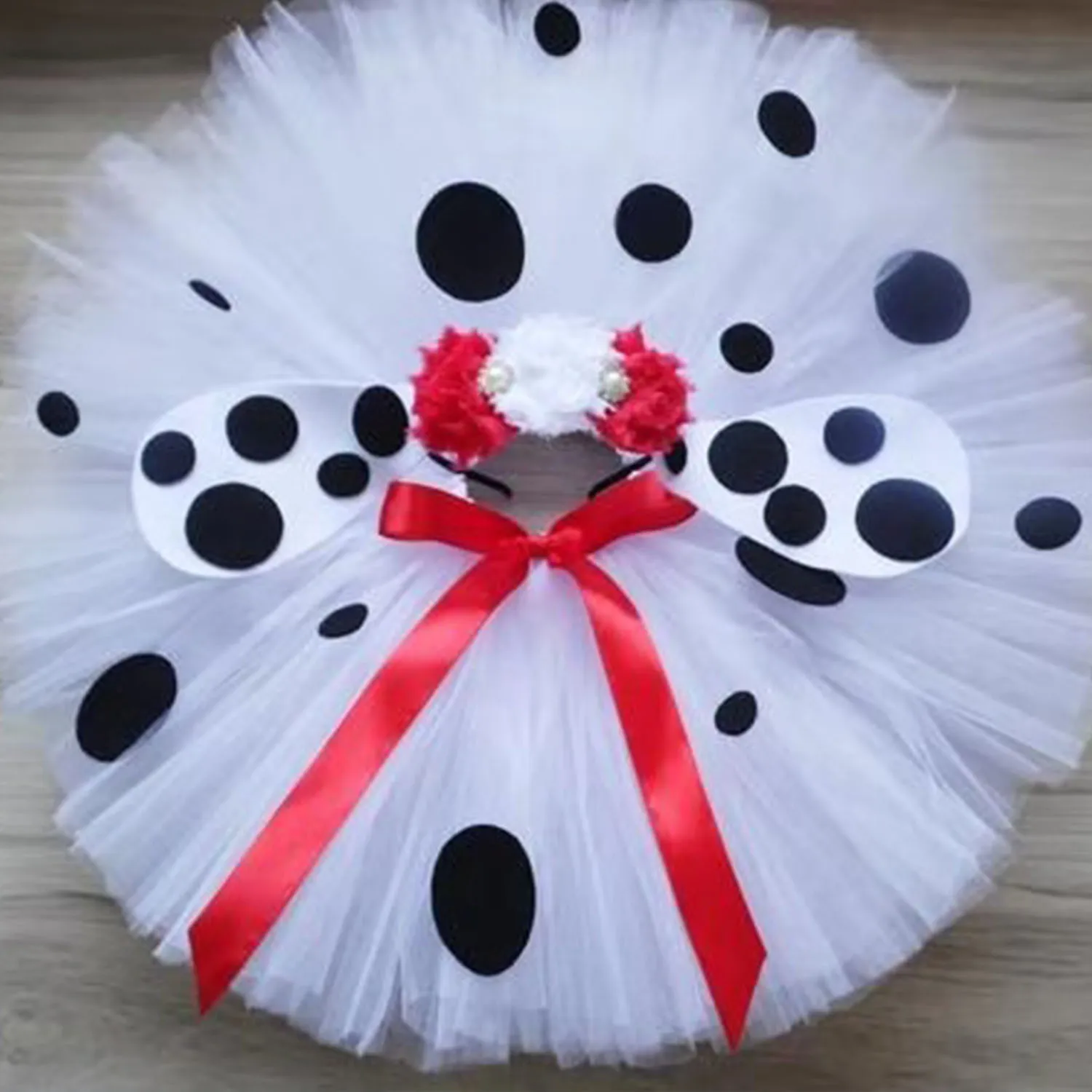 

Dalmatian Baby Girl Tulle Tutu Skirt and Flower Headband Set Newborn Photography Props Baby Birthday Tutu Skirt Girl for Cosplay