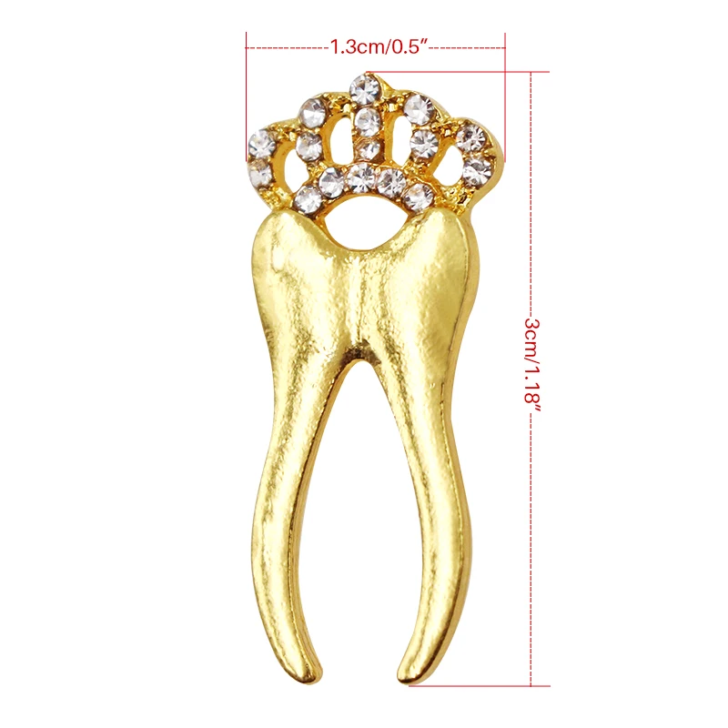 

10pcs Gold/Silver Dental Mirror Brooches Tooth+Crown Shape Women Men Personality Style Doctor Dentist Uniform Brooch Pins Gifts