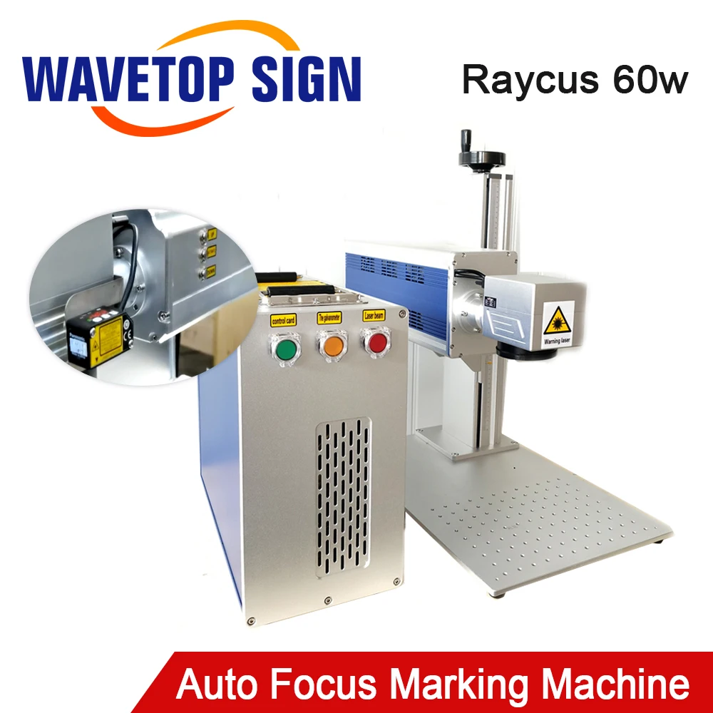WaveTopSign 60 واط الألياف الليزر محوري التركيز التلقائي آلة وسم Raycus 60QB مصدر الليزر + JCZ V4 بطاقة التحكم + Galvo الماسح الضوئي SG7110