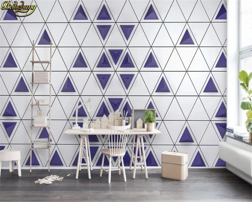 beibehang Custom wall paper mural 3d three-dimensional triangle modern stylish geometric television background wall 3d wallpaper