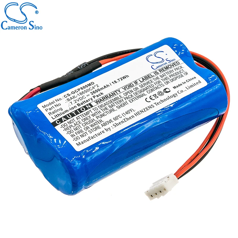 CameronSino Battery for G-CARE SP-800 fits G-CARE BAK-18650C4*2 Medical Replacement battery 2600mAh/18.72Wh 7.20V Blue Li-ion