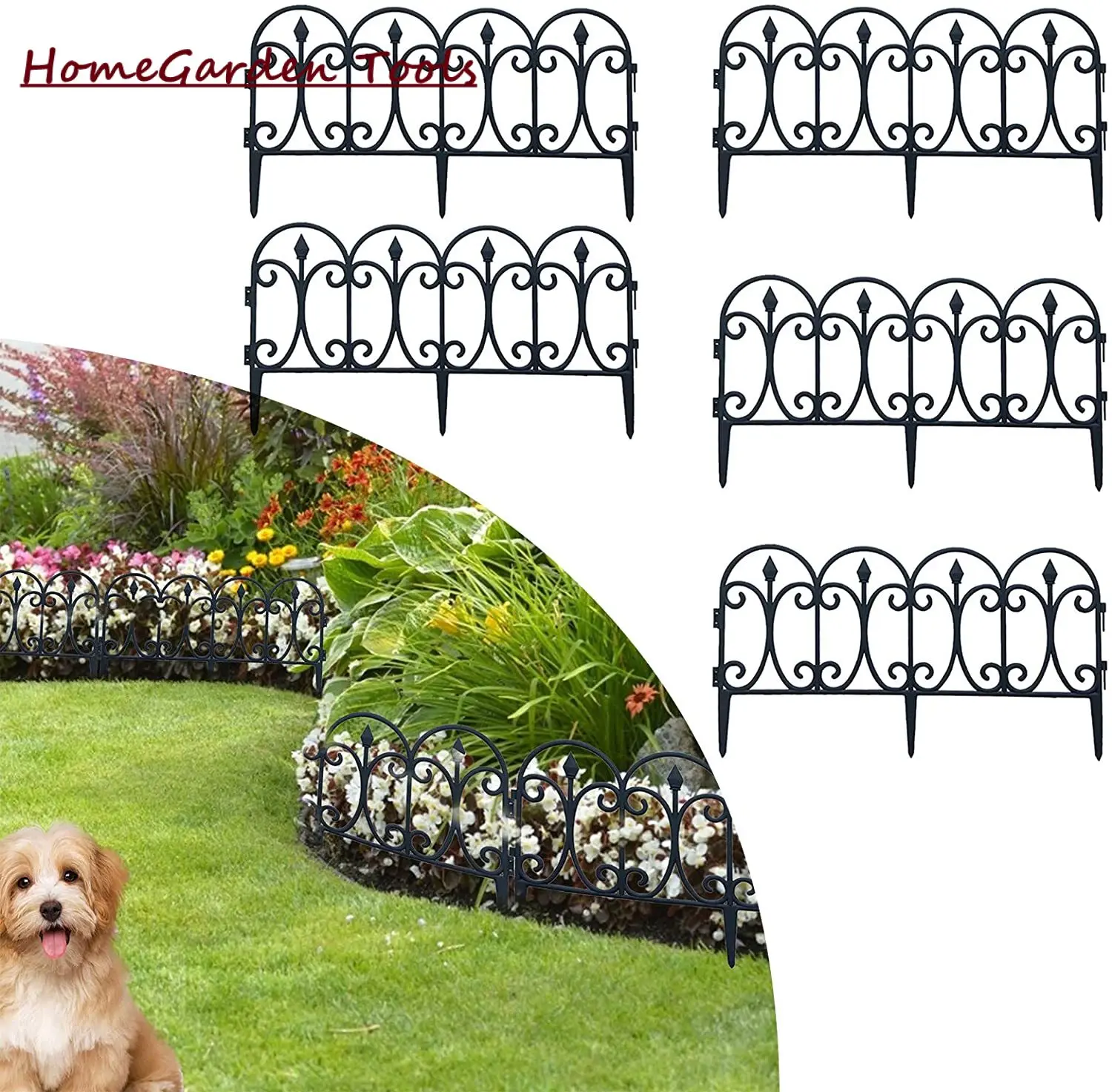 Ogrodzenie Patio Wire Border Black Metal Landscape Wire Folding Decorative Garden Fence for Flower Bed Dog Barrier Tall Garden Edge