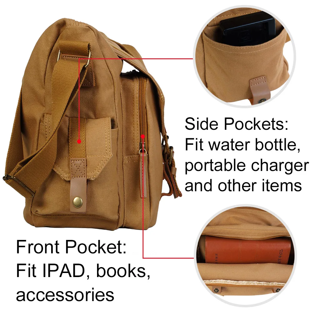 CADeN Tas Bahu Kamera DSLR Tas Selempang Kanvas Kapasitas Besar untuk Nikon Canon Sony Kabel Lensa Tripod Organisator Perjalanan Luar Ruangan