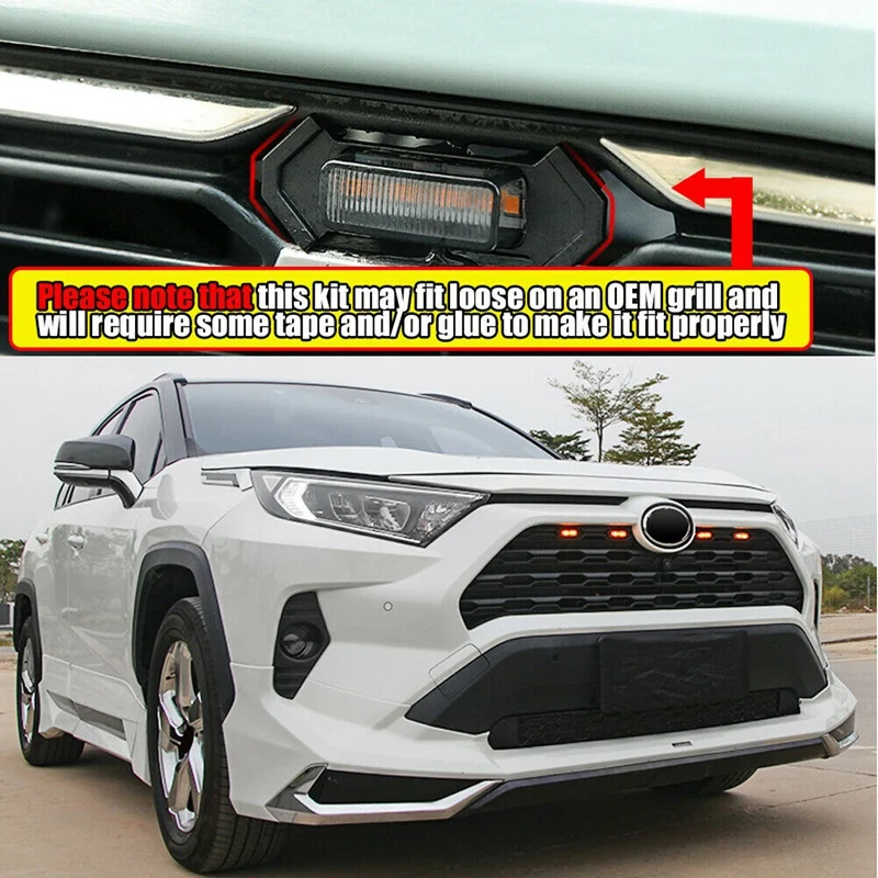 Amber 12V Car Front Grille Light For Toyota RAV-4 RAV 4 RAV4 2019-2021 Grill ONLY Front Grille DRL Lighting Decorative Lights