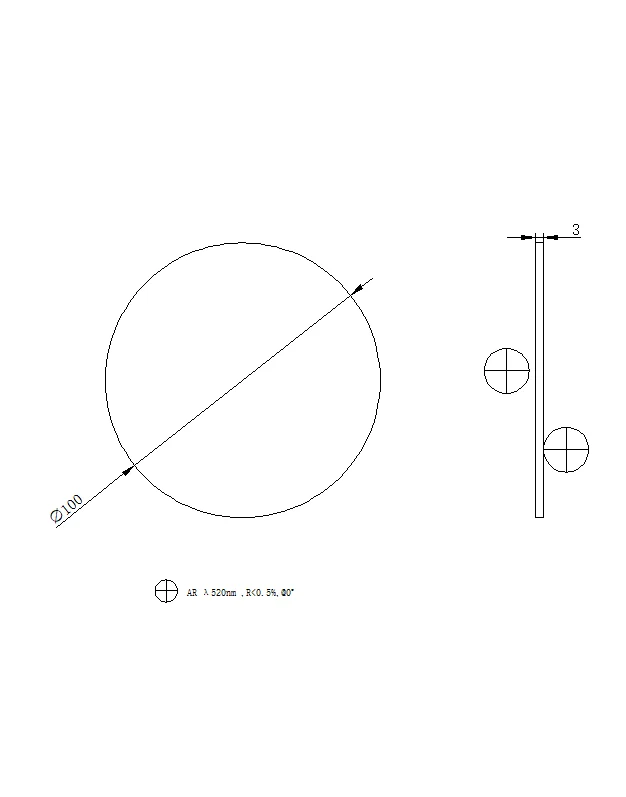 

10Pcs Feddex Shipping D100*3 Flat Glass, Double-Sided Antireflection Coating, Wave Band 520Nm R Less Than 0.5%