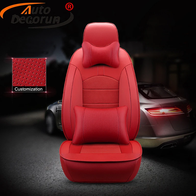 AutoDecorun 14PCS/Set Cowhide & PVC Leather Seat Covers for Lincoln MKZ 2014-2018 Accessories Seat Cover Car Cushions Protectors