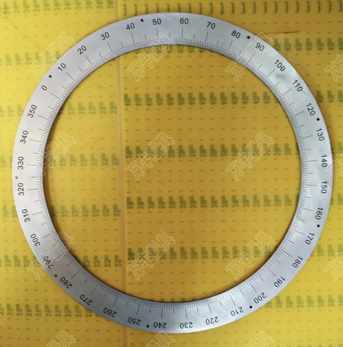 

Diameter:310mm inner d:250mm thickness:2mm 360 degree dial 0.5 degree Dial Stainless steel ring positioning hole dial