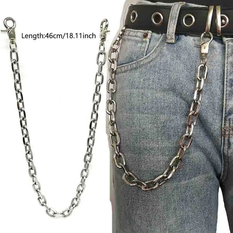 Fashion Punk Hip-hop Trendy Leather Belts Waist Chain Male Pants Chain Men women Jeans Silver Metal Clothing Accessories