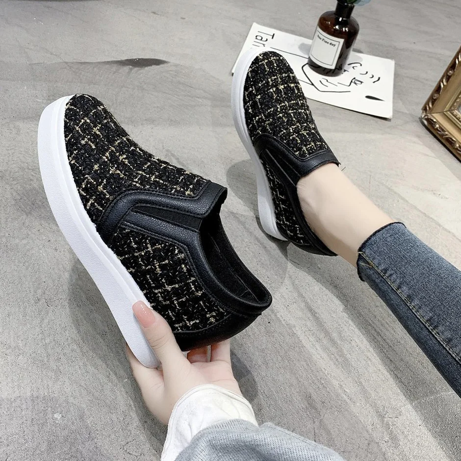 white Sneakers Women Femme Women\'s Shoes New Vulcanize Sneakers Shoes Girl Thick Bottom Loafers Slip On Female Women Shoes 2024