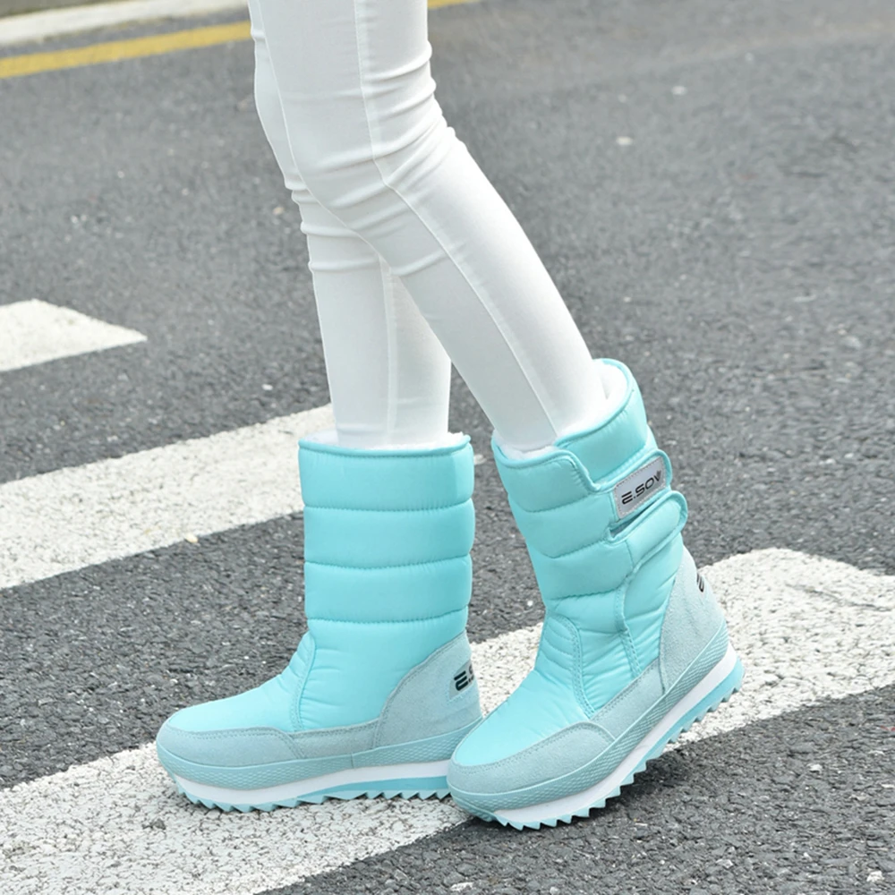 Winter warm thick ladies short boots non-slip waterproof snow cotton flat bottom plus velvet cotton shoes tube female snow boots