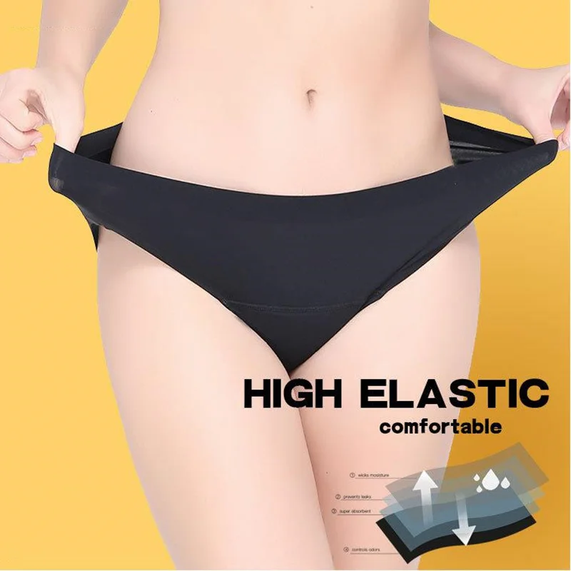 

S-4XL Large size Ice Silk Menstrual Panties Physiological Underpants 4-Layer Leakproof Absorption Physiological Female Briefs