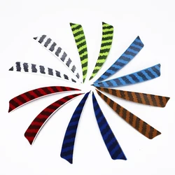 24Pcs 4inch 5Inch Shield Cut Arrow Feathers Striped Real Turkey Cut Feather Archery Accessories Fletching Feathers