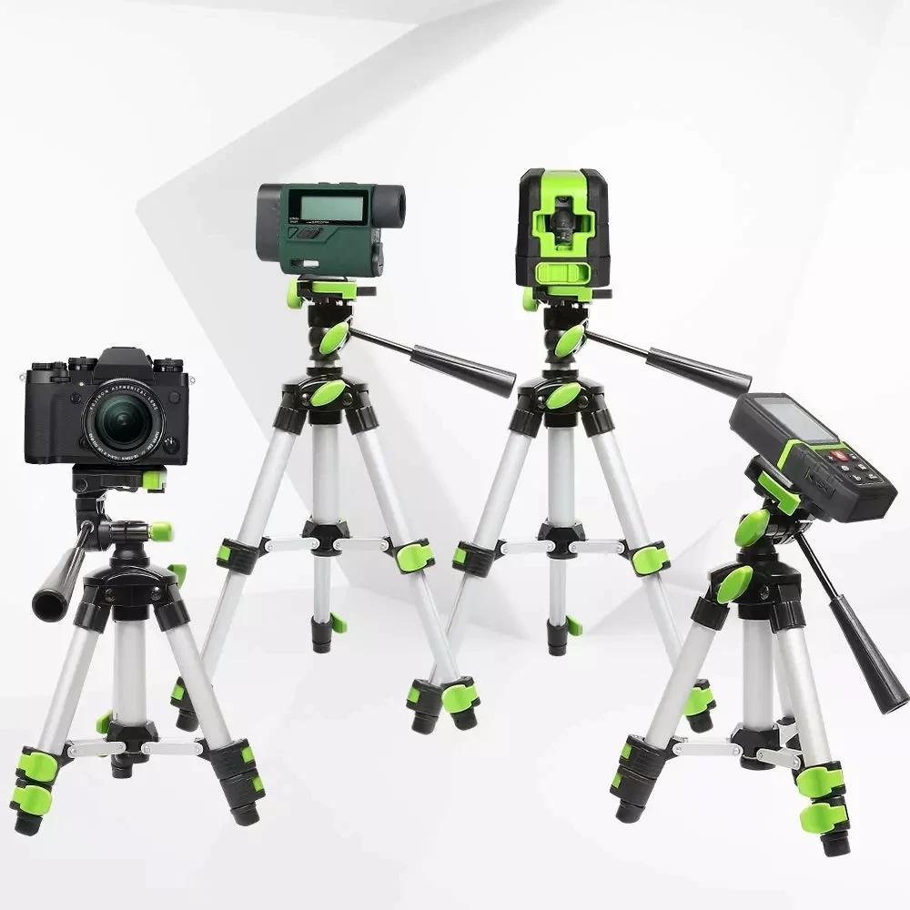 Huepar TPD05 with 3-Way Flexible Pan Head Bubble Level  Screw Mount Aluminum Portable Adjustable Tripod for Laser Level Camera