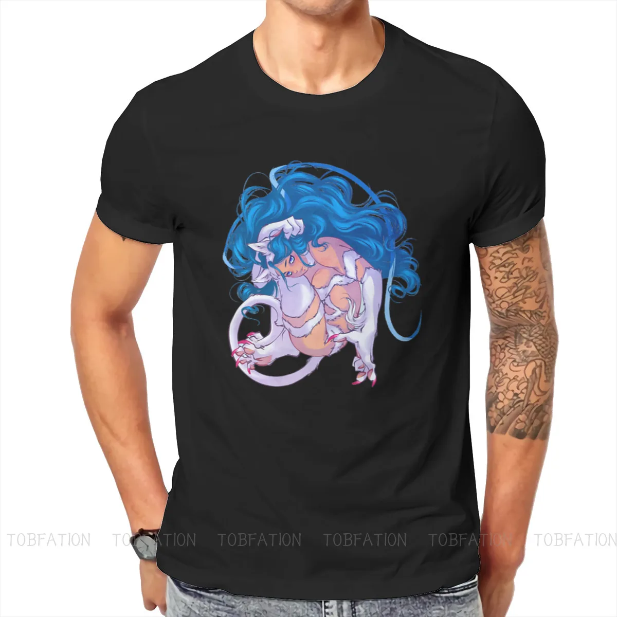 Felicia Hipster TShirts Darkstalkers Vampire Vanpaia Game Men Graphic Fabric Tops T Shirt O Neck Oversized