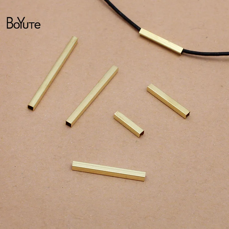 BoYuTe (500 Pieces/Lot) 10-15-20-25-30MM Length Metal Brass Square Tube Materials DIY Hand Made Jewelry Accessories