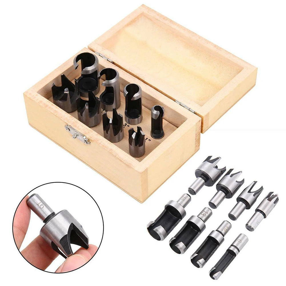 Juego de brocas para hacer agujeros con enchufe de madera, accesorios para carpintería, 8 piezas