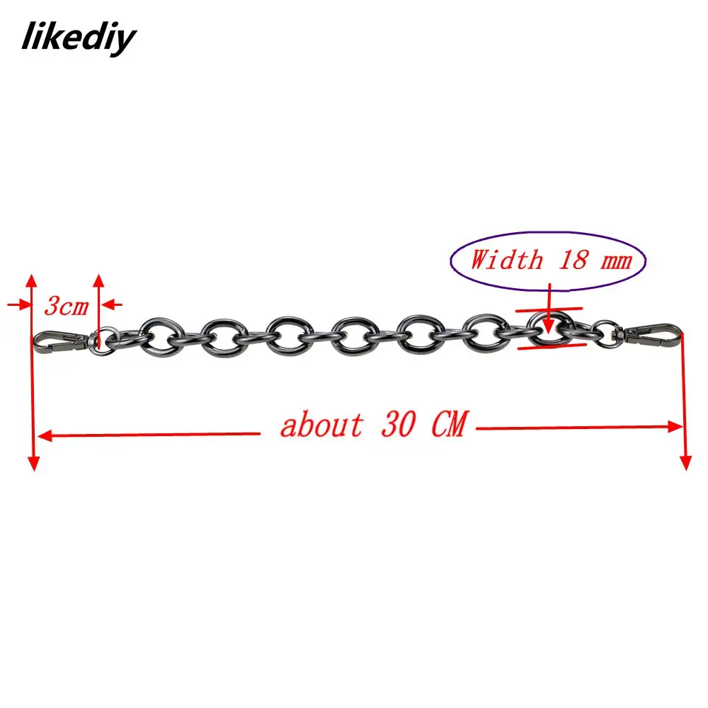 1 Piece About 30 CM O Type Replacement Short Metal Chain For Handbag DIY Bag Strap Accessories Bronze/Silver/Gold/Gun Black