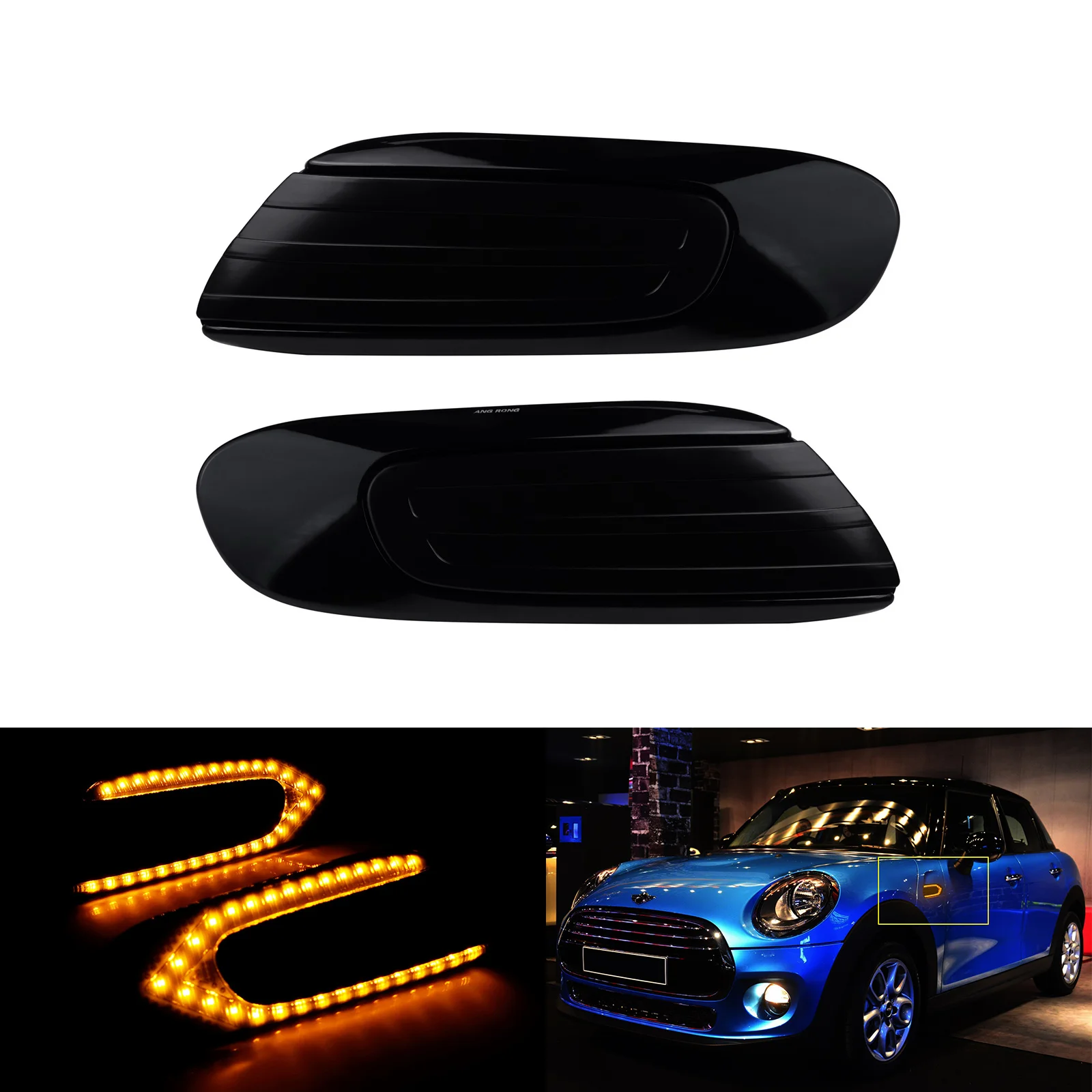 

2x Black Smoked Lens Amber LED Side Repeaters Light For Mini Cooper F55 F56 F57