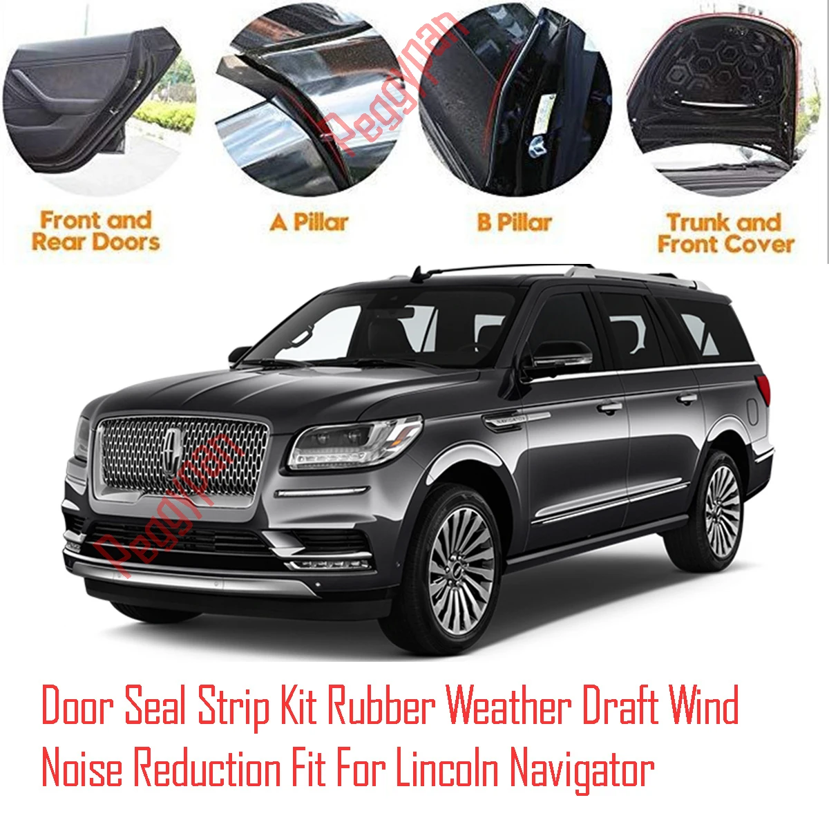 

Door Seal Strip Kit Self Adhesive Window Engine Cover Soundproof Rubber Weather Draft Wind Noise Reduction For Lincoln Navigator