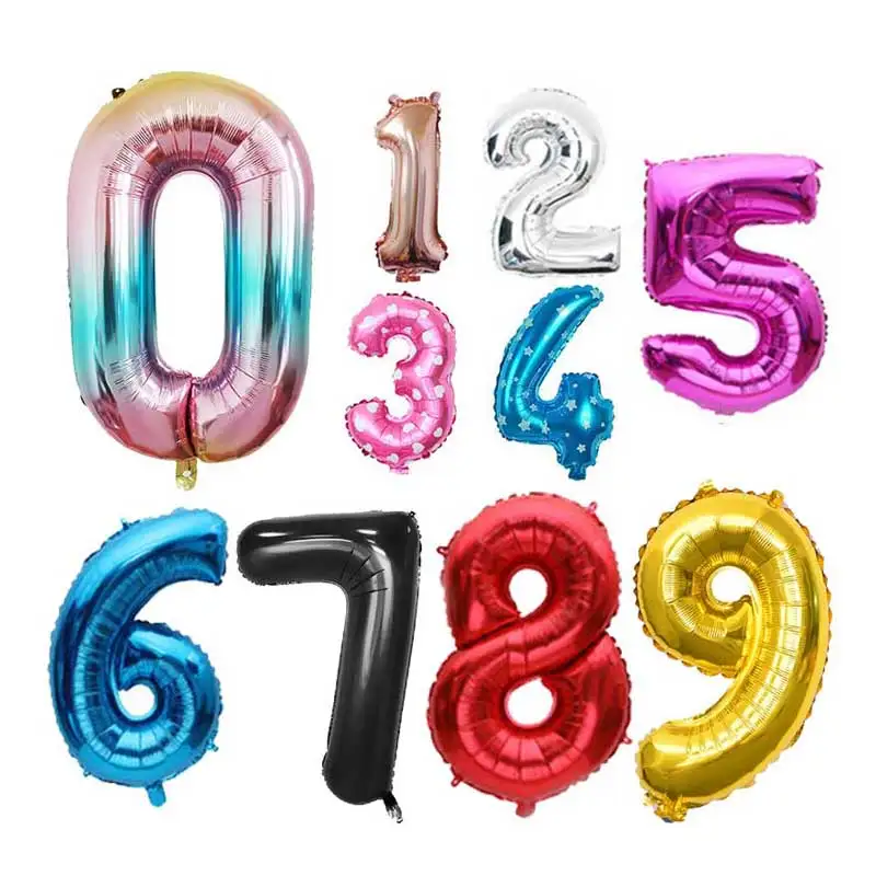 16 32 Inch Foil Number Balloons Wedding Happy Birthday Party Decorations Rose Gold Digital Globos Balloon Baby Shower Supplies