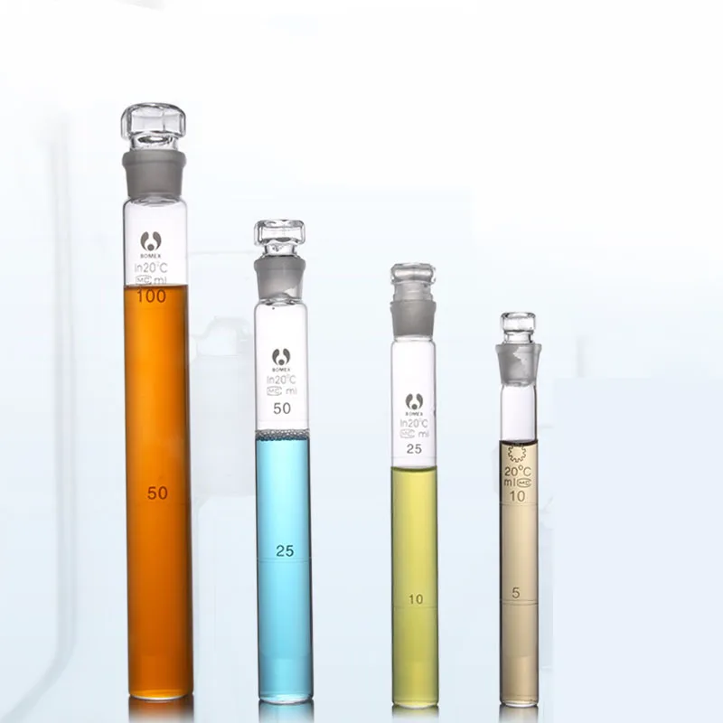 3pcs/lot 10ml/25ml/50ml/100ml glass color comparison tubes colorimetric cylinder Nessler glasses tube with stopper