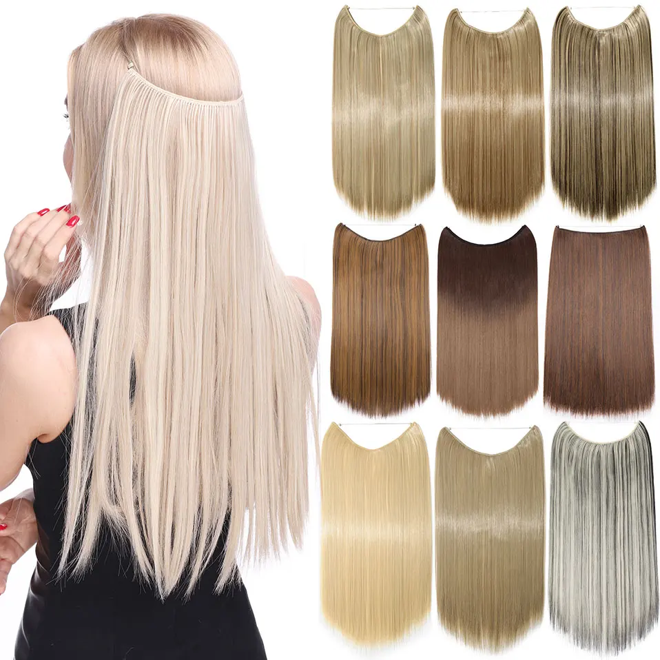 S-noilite 32colors Synthetic Invisible Wire Hair Extension Clip In False Hair Hairpieces Long Hair Extensions For Women