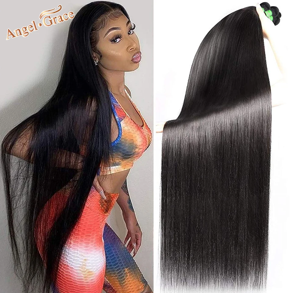 Brazilian Straight Hair Bundles 1/3/4 PCS/lot 28 30inch 100% Human Hair Weave Bundles Remy Hair Extensions Angel Grace Hair