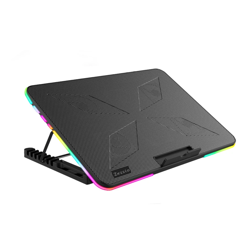 Zezzio F5 RGB Laptop Cooler Base 6 LED Fan Dual USB Ports 12-17 Inch Gaming Notebook Cooler Cooling Pad With Phone Holder