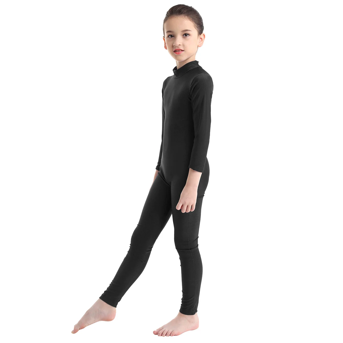 Girls Team Basic Long Sleeve Unitard One Piece Gymnastics Dance Bodysuits Jumpsuit Full Body Catsuit Leotard Costume for Kids