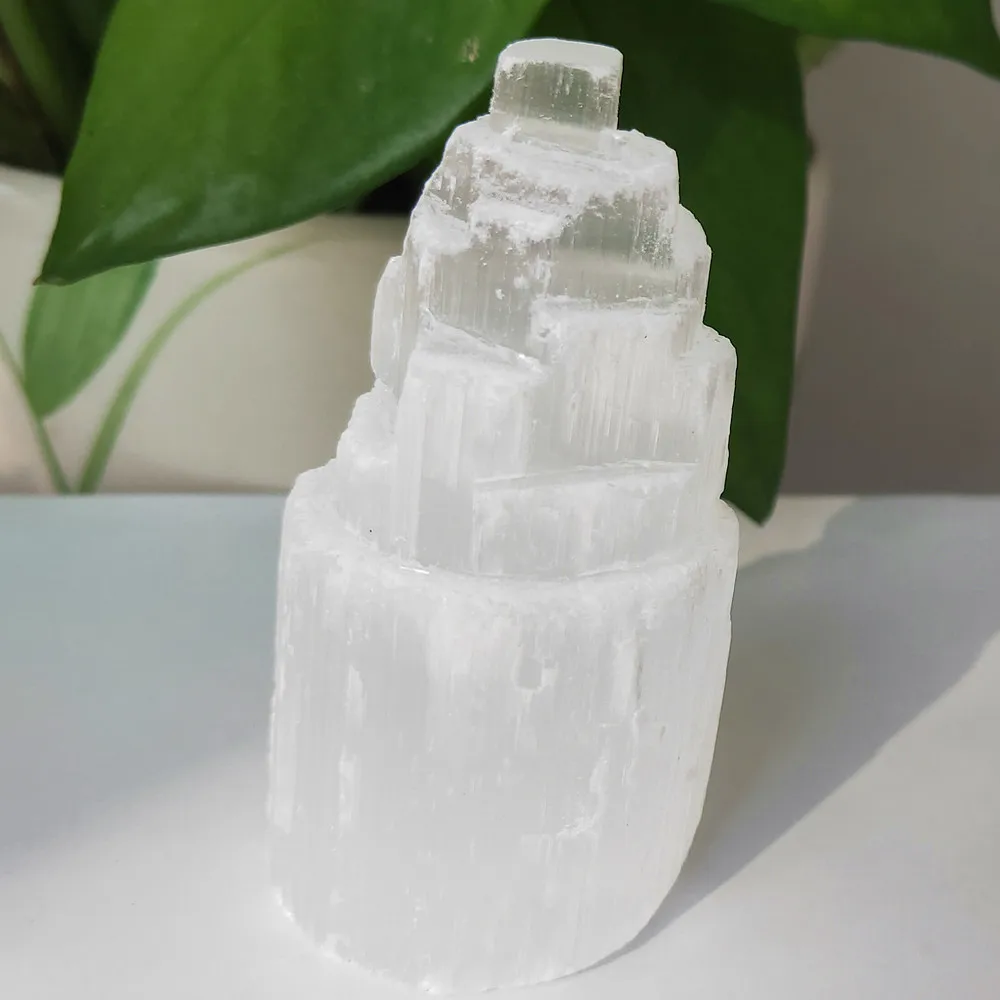 6cm Natural selenite crystal tower selenitum quartz stone mineral crystals Healing Feng Shui