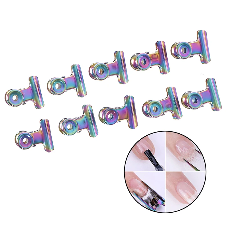 10pcs Stainless Steel Rusian C Curve Nail Pinching Clips Curvature Clip Professional French Nail Tool Nail Extension Curl Clips