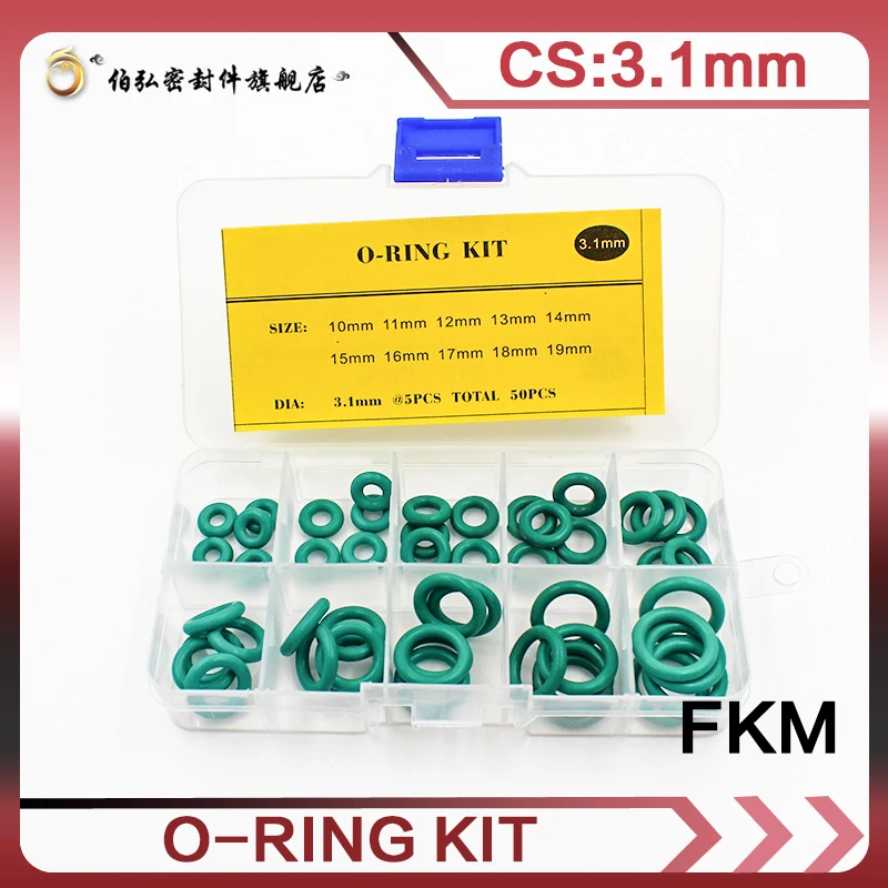 

Fluororubber Thickness 3.1mm green rubber ring FKM O ring seal FKM seal O-ring ordering kit classification kit