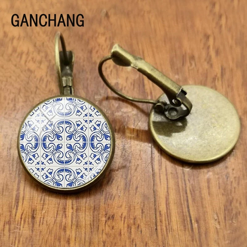 2020 Portuguese Tile Graphic Earrings Mandala Portuguese Flower Earrings Gifts To Women Girls Birthday Temperament Jewelry