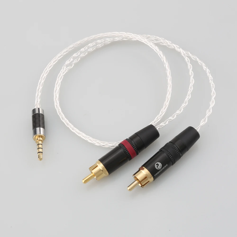 

3.5mm TRRS Balanced Male to 2 RCA Male Audio Adapter Cable 7N OCC Copper Silver plated Audio Cable