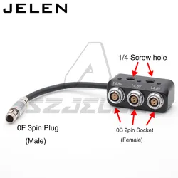 ARRI RS 3pin Male to 0B 2 pin Female Hub Adapter Splitter for Camera Power Supply Distributor, three way splitter