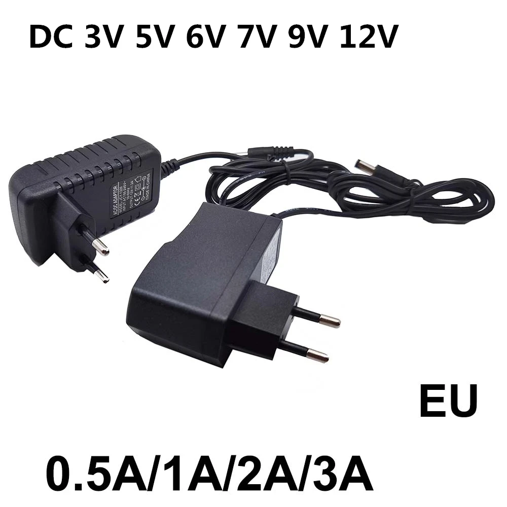 EU Power Adapter AC 110V-240V To DC 3V 5V 6V 7V 9V 12V 15V 0.5A -2A Universal European Supply Charger Adaptor LED Light  AC 220V