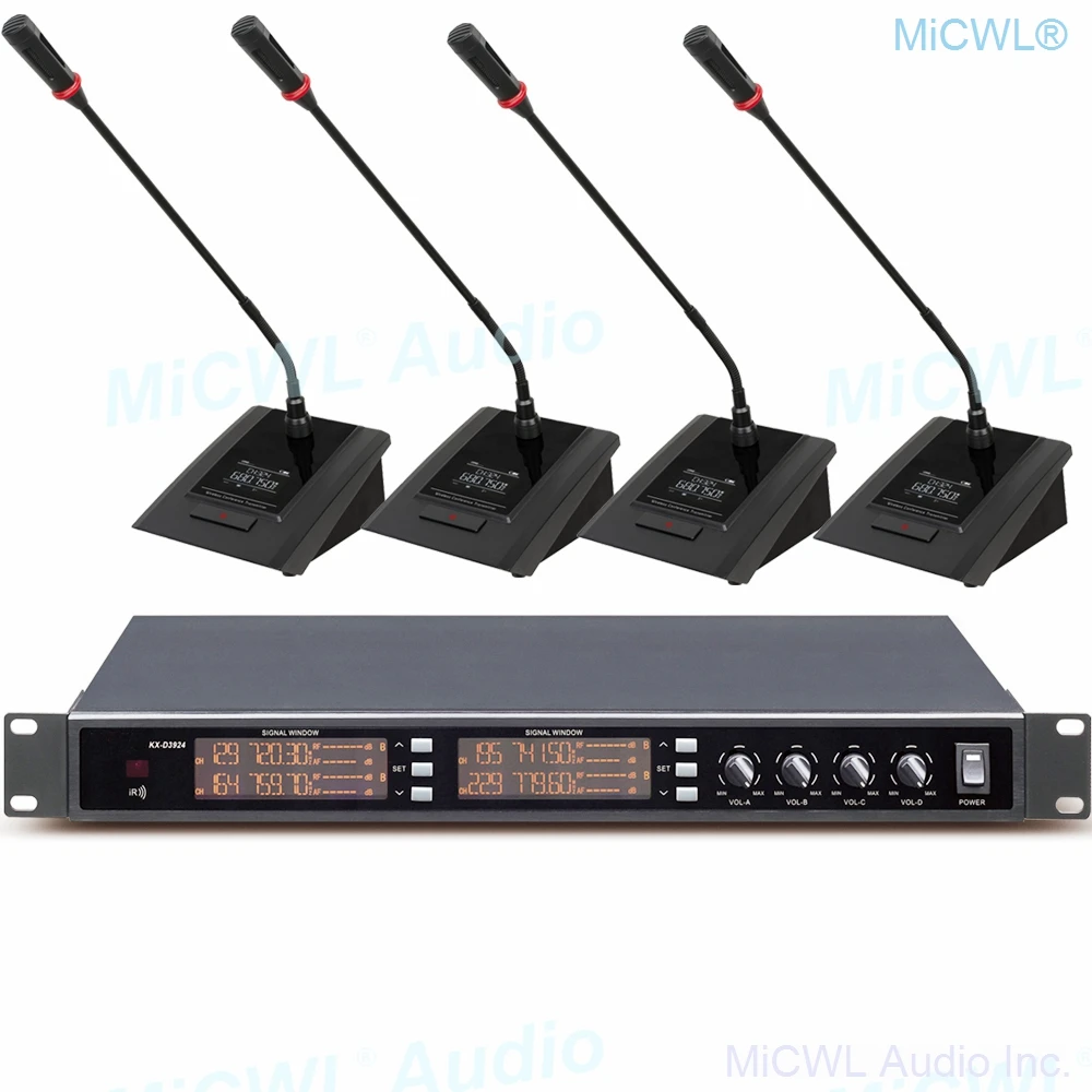 MiCWL 8 Desktop Gooseneck Wireless Microphone Luxury Conference 4 Table System