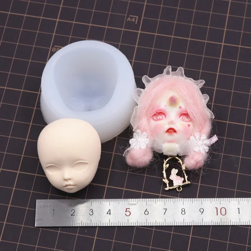 Super light clay fondant doll face hand-made head mold soft clay doll head mold bjd brooch silicone face mold