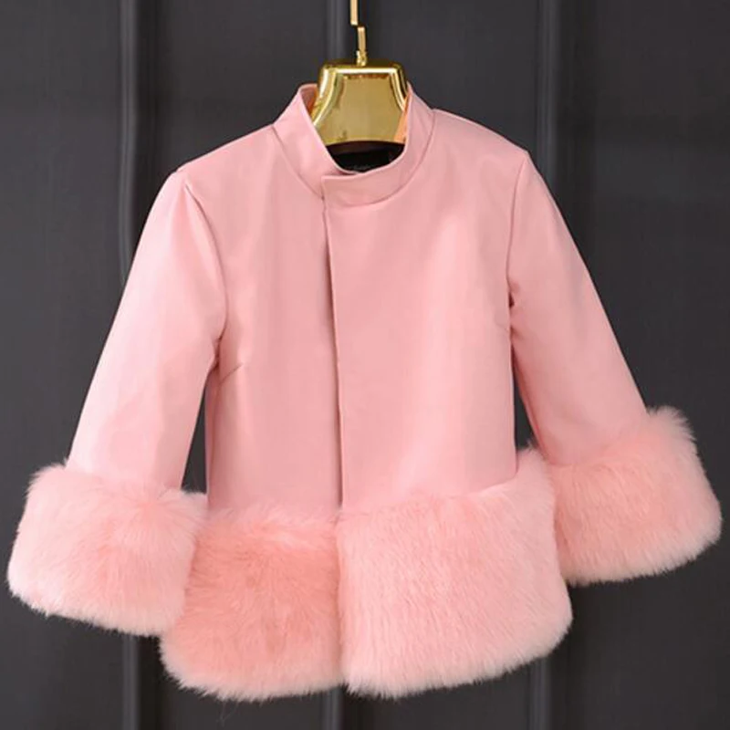 new Autumn winter suede leather imitation fox fur coat Faux fur fur stitching jacket casual stand collar leather female PU