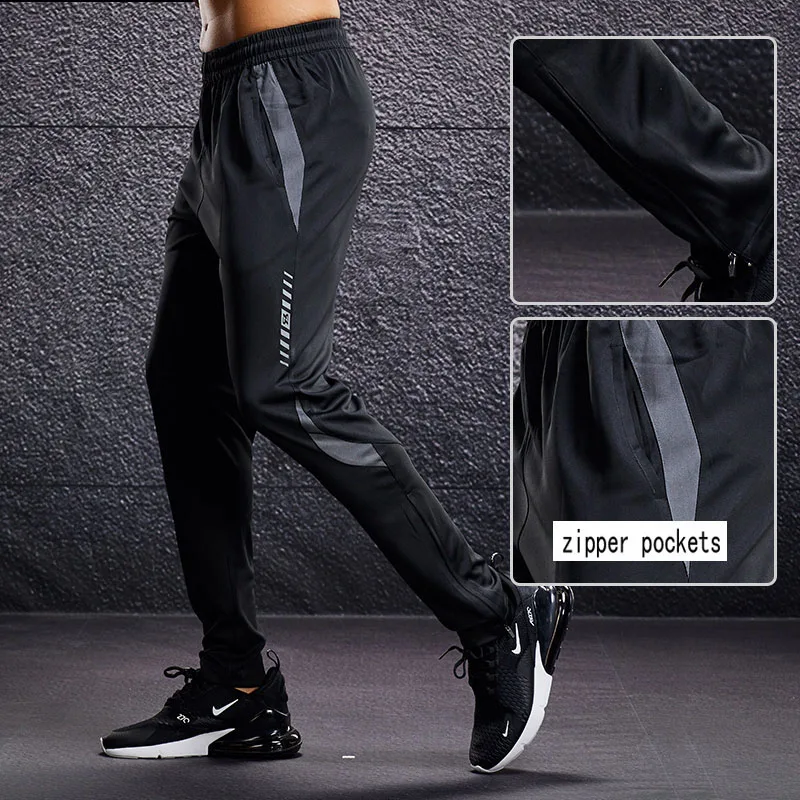 Pantalon de Sport pour hommes, pantalon de course avec poches zippées, Football, entraînement, Jogging, pantalon de Sport, Fitness, Football