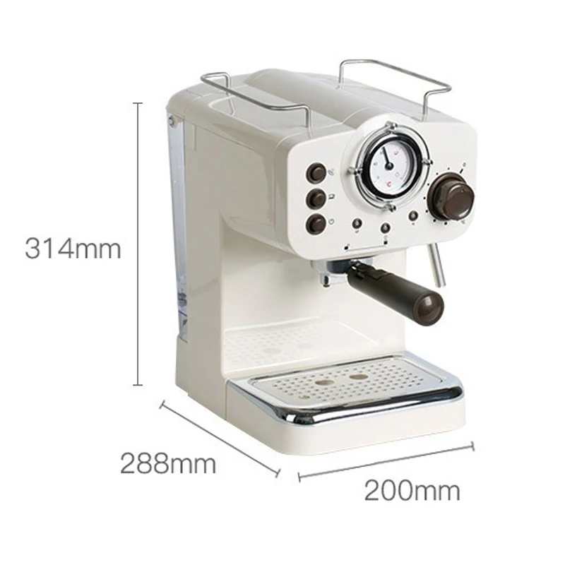 CM5013 Semi Aautomatic Espresso Machine 15Bar Coffee Maker Italian Double Temperature Control Steam Type Milk Foamer Retro White