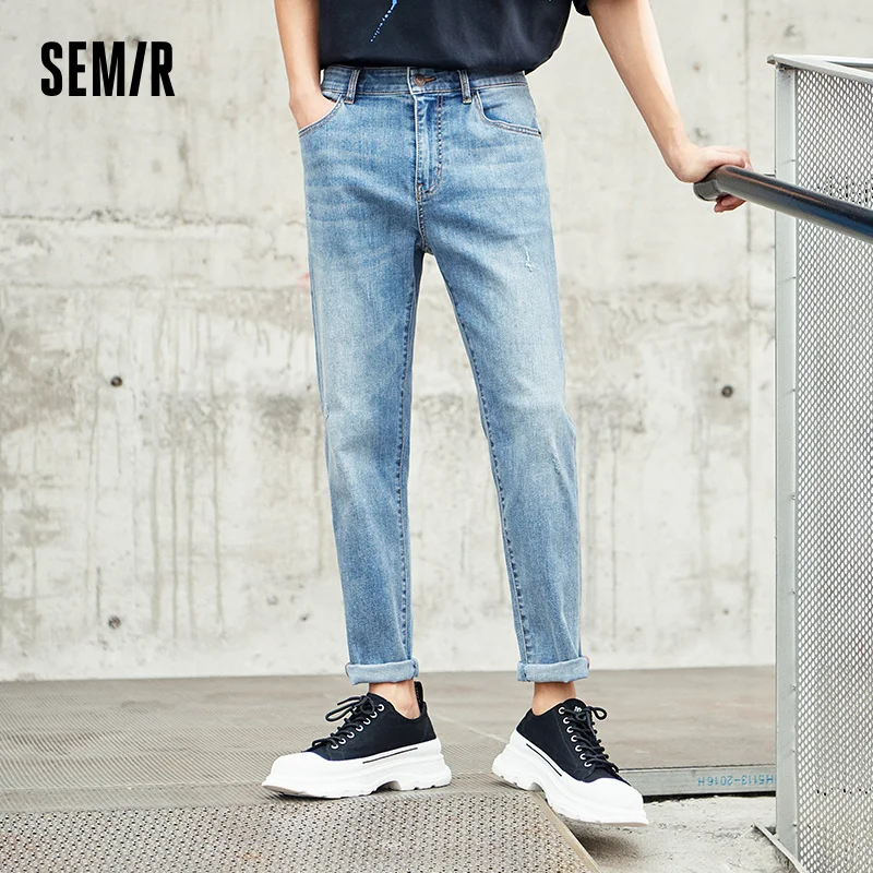 SEMIR Denim Trousers Men Casual Stretch Straight-Leg Pants Spring And Summer New Ins Tide Brand Men'S Washed PantsSEMIR Den