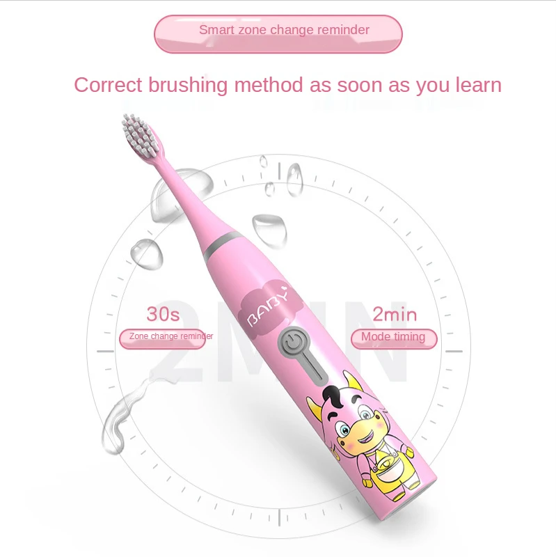 Free shipping 5 brush head cartoon electric toothbrush children non-rechargeable waterproof soft fur sonic electric toothbrush