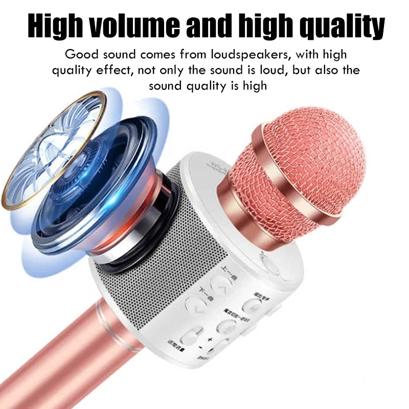 Professional Karaoke Microphone Portable Bluetooth-compatible Wireless Handheld Mic USB Home KTV For Music Player Singing Mic