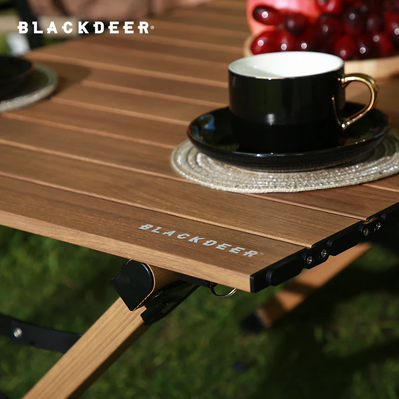 BLACKDEER Imitation Wood Aluminum Table Folding Aluminum Alloy Camping Family Picnic Table 120