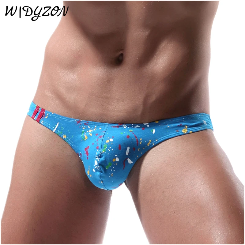 WIDYZON Print Mens Thongs And G Strings Low Rise Briefs Jockstrap Pouch Cuecas Man Cotton Panties Thongs Gay Slip Homme String